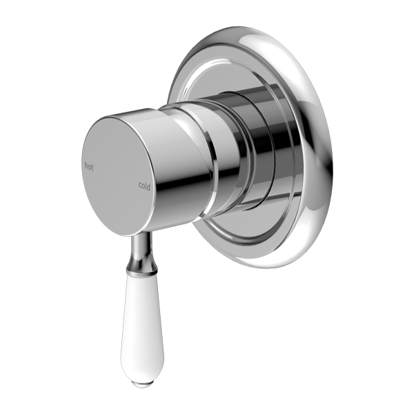York Shower Mixer With White Porcelain Lever Chrome