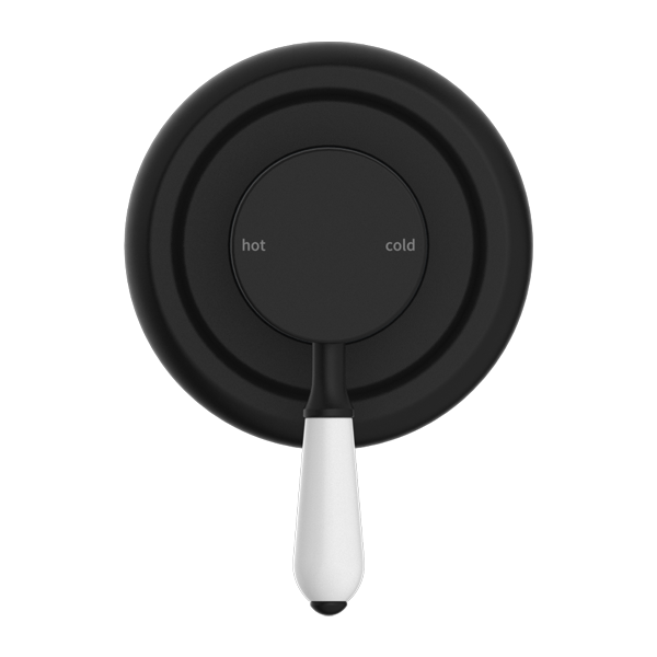 York Shower Mixer With White Porcelain Lever Matte Black