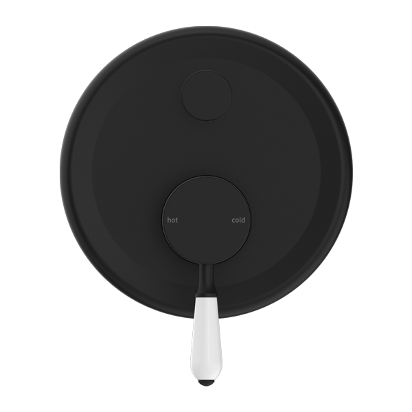 York Shower Mixer With Divertor With White Porcelain Lever Matte Black