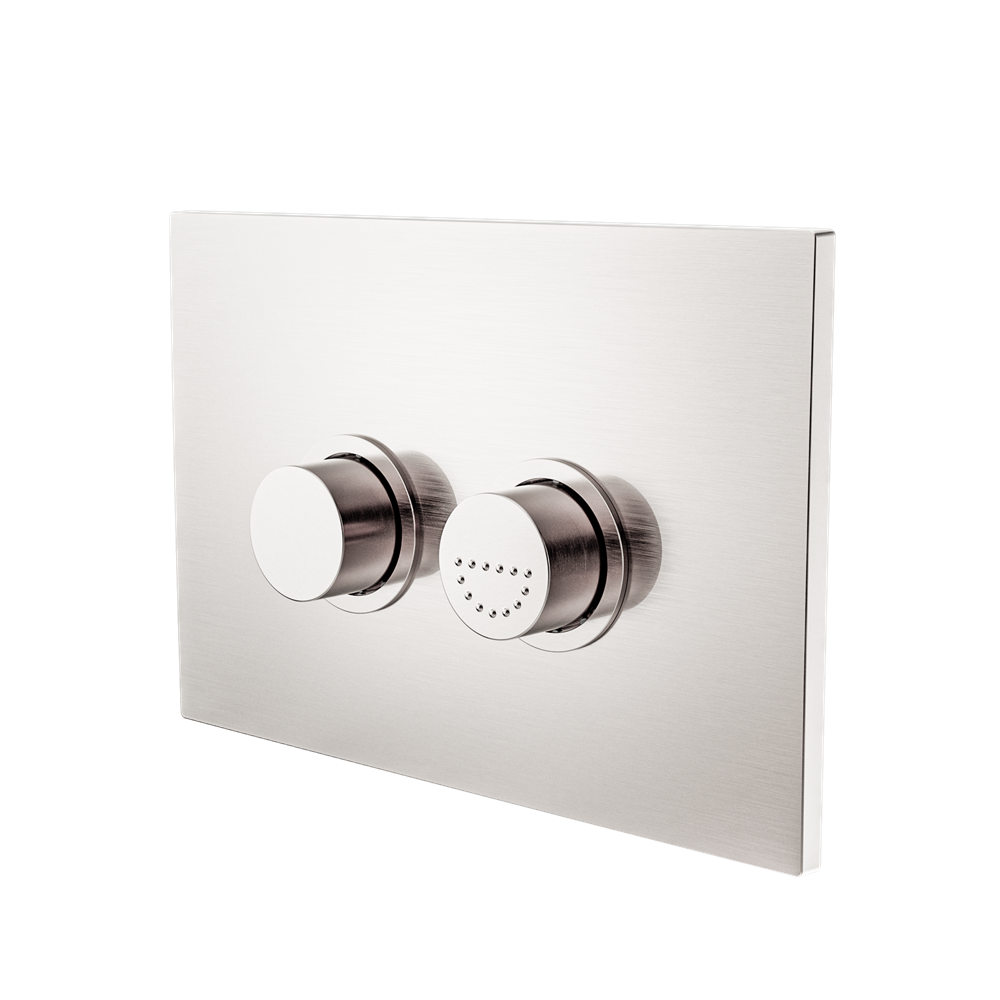 Raised Disabled Care Pneumatic Flush Buttons Plate Dda Compliant Brushed Nickel