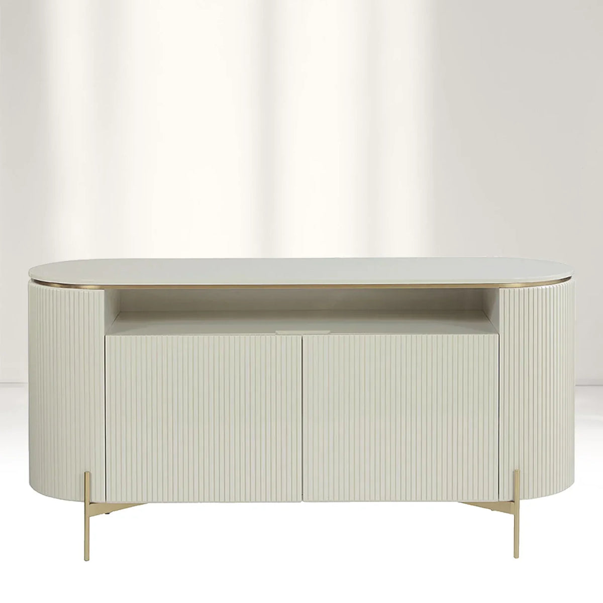 Panoso Curved Sideboard Luxury Buffet Cabinet With Gold stainless steel legs