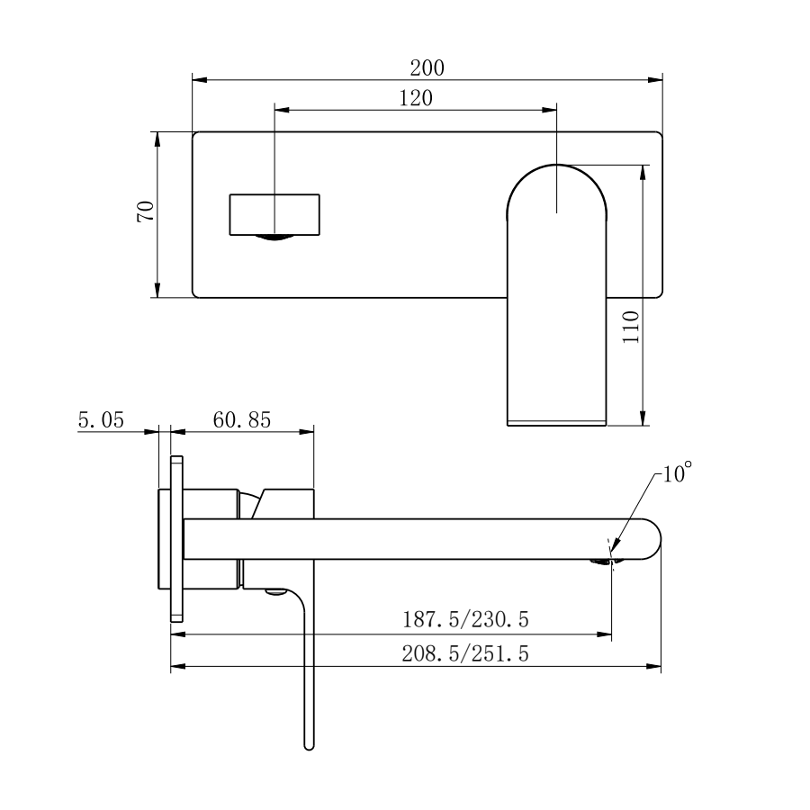 Bianca Wall Basin/Bath Mixer 230mm Trim Kits Only Brushed Nickel
