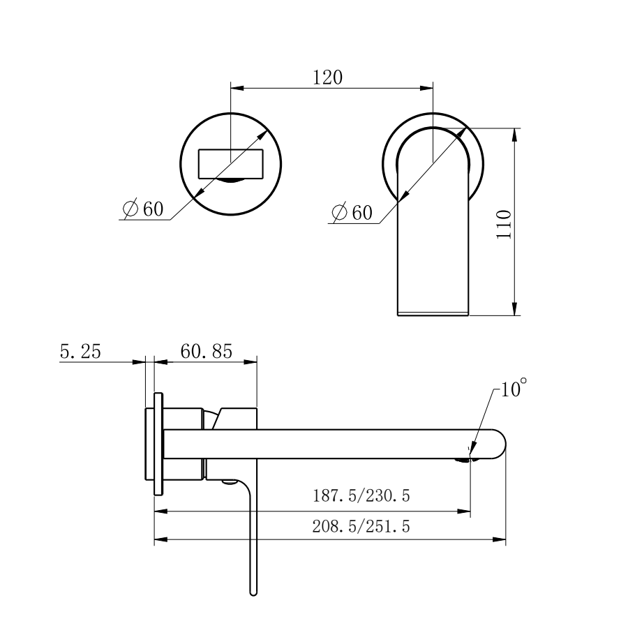 Bianca Wall Basin/Bath Mixer Separate Back Plate 230mm Trim Kits Only Chrome
