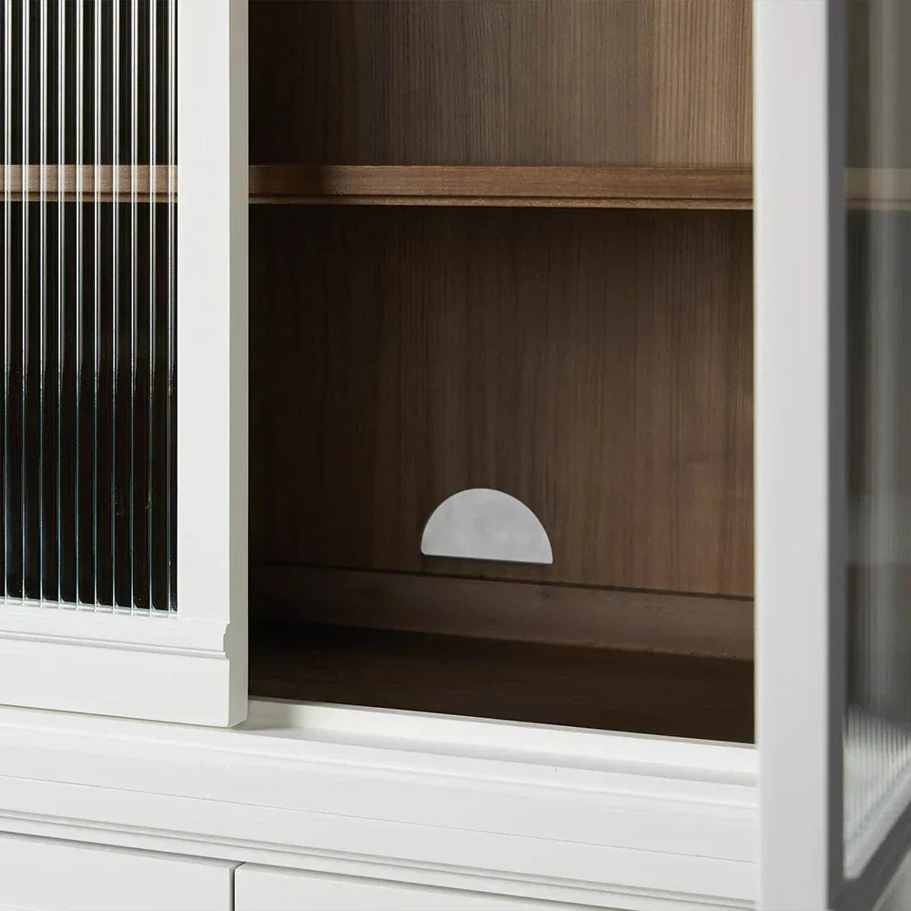 Rowan Modular Reeded Tall Display Cabinet With Glass Doors