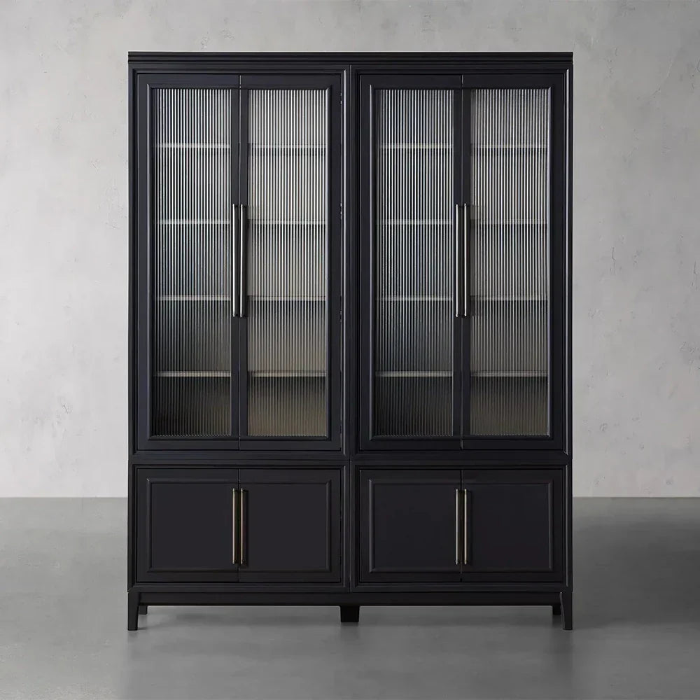 Rowan Modular Reeded Tall Display Cabinet With Glass Doors