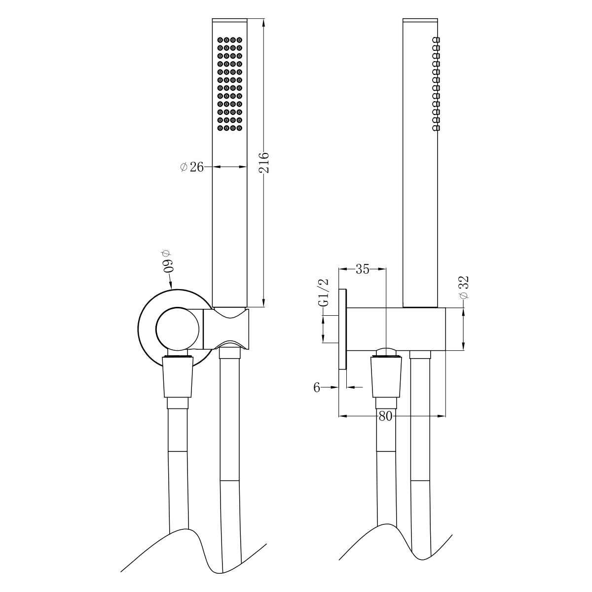 Zen Ss316l Shower On Bracket Graphite