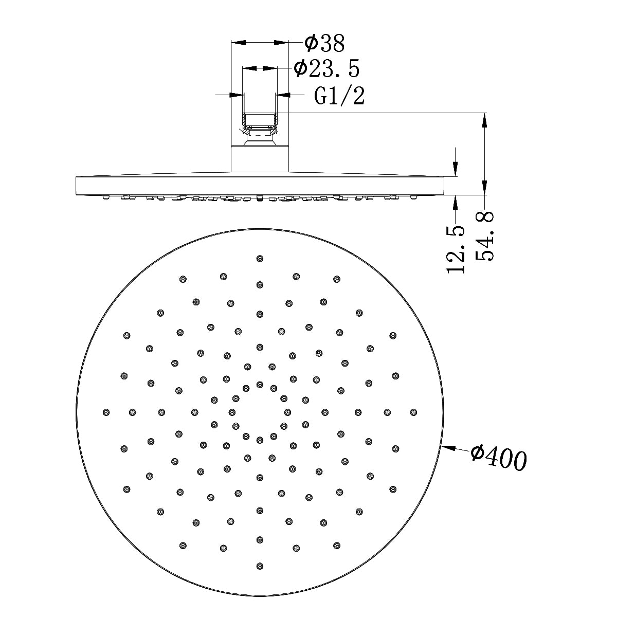 400MM Round Shower Head Roa1207 Chrome