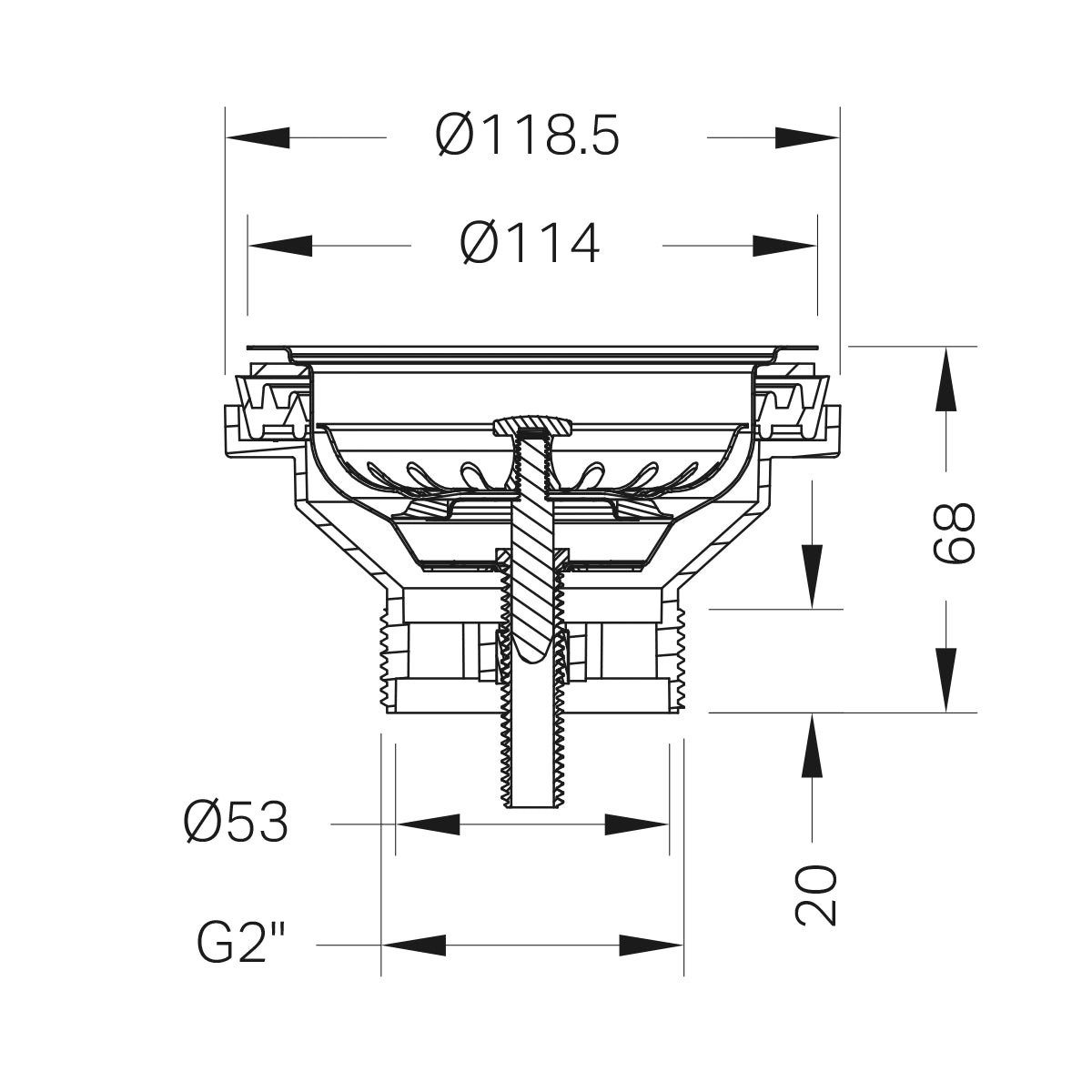 Kitchen Sink Basket Waste Brushed Gold