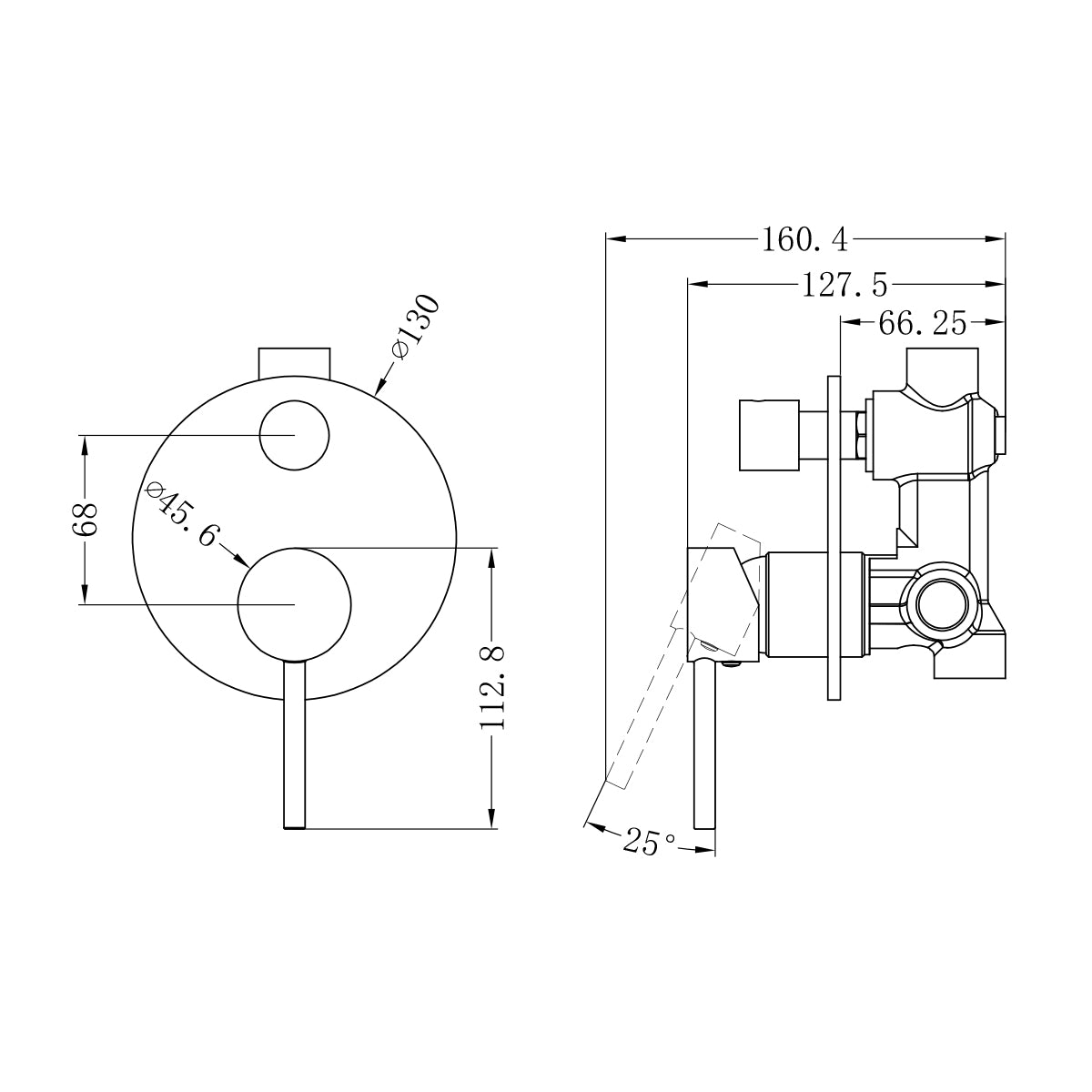 Dolce Shower Mixer With Divertor Matte Black