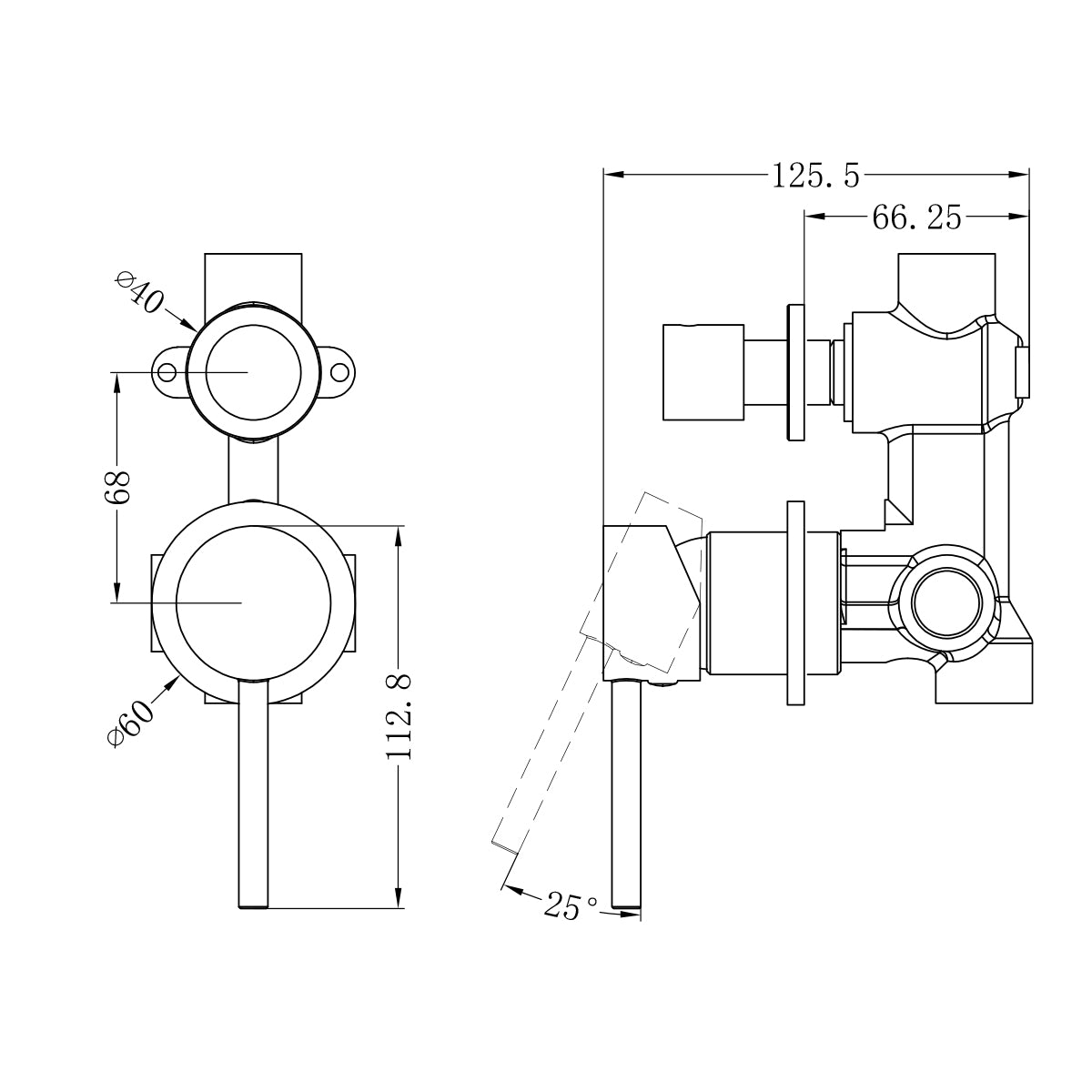 Dolce Shower Mixer With Divertor Separate Plate Chrome