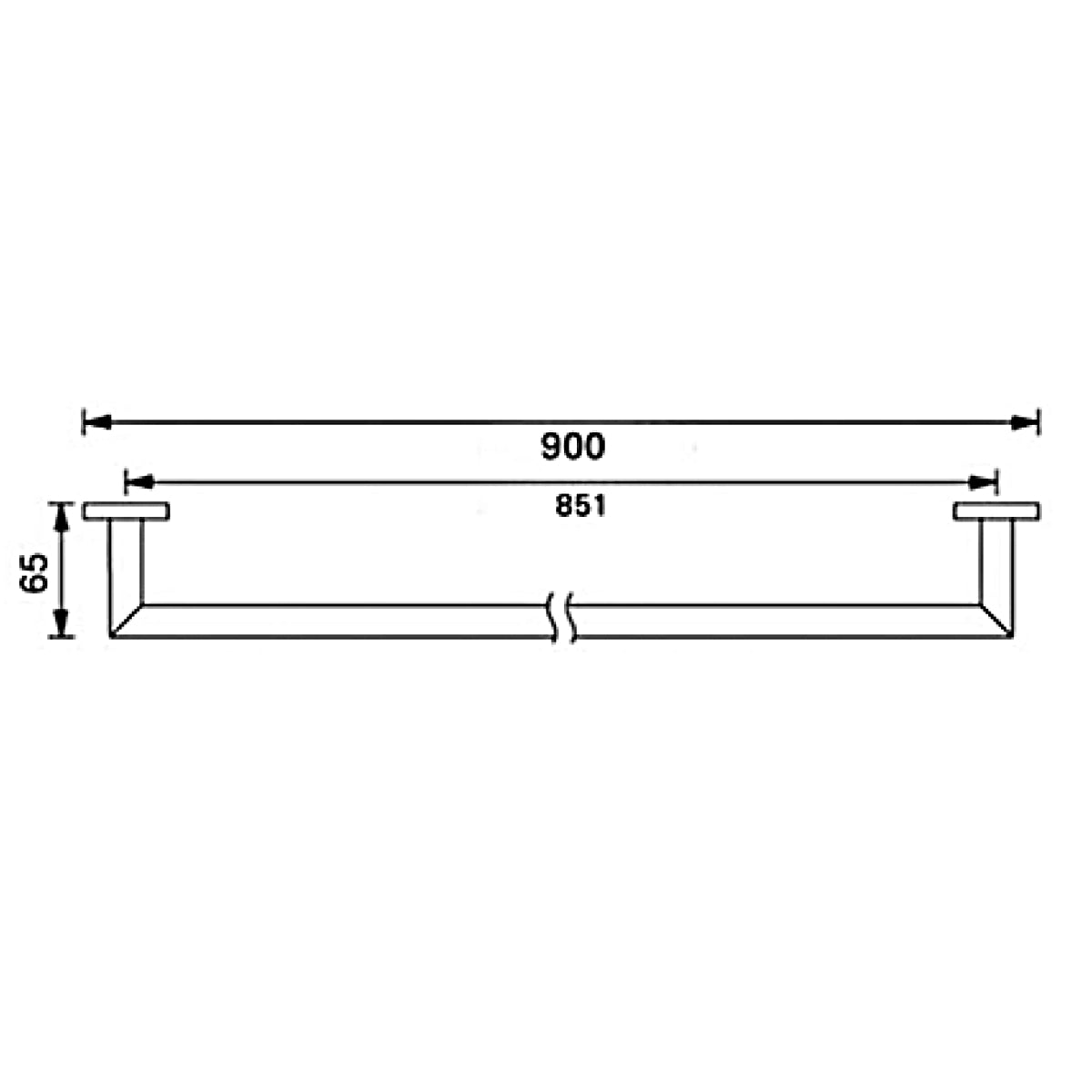 NERO Dolce Single Towel Rail 900mm Chrome