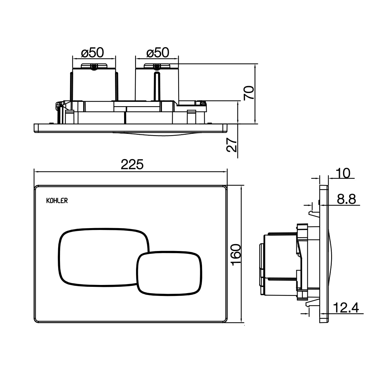 Pebble Pneumatic Face Plate in Titanium