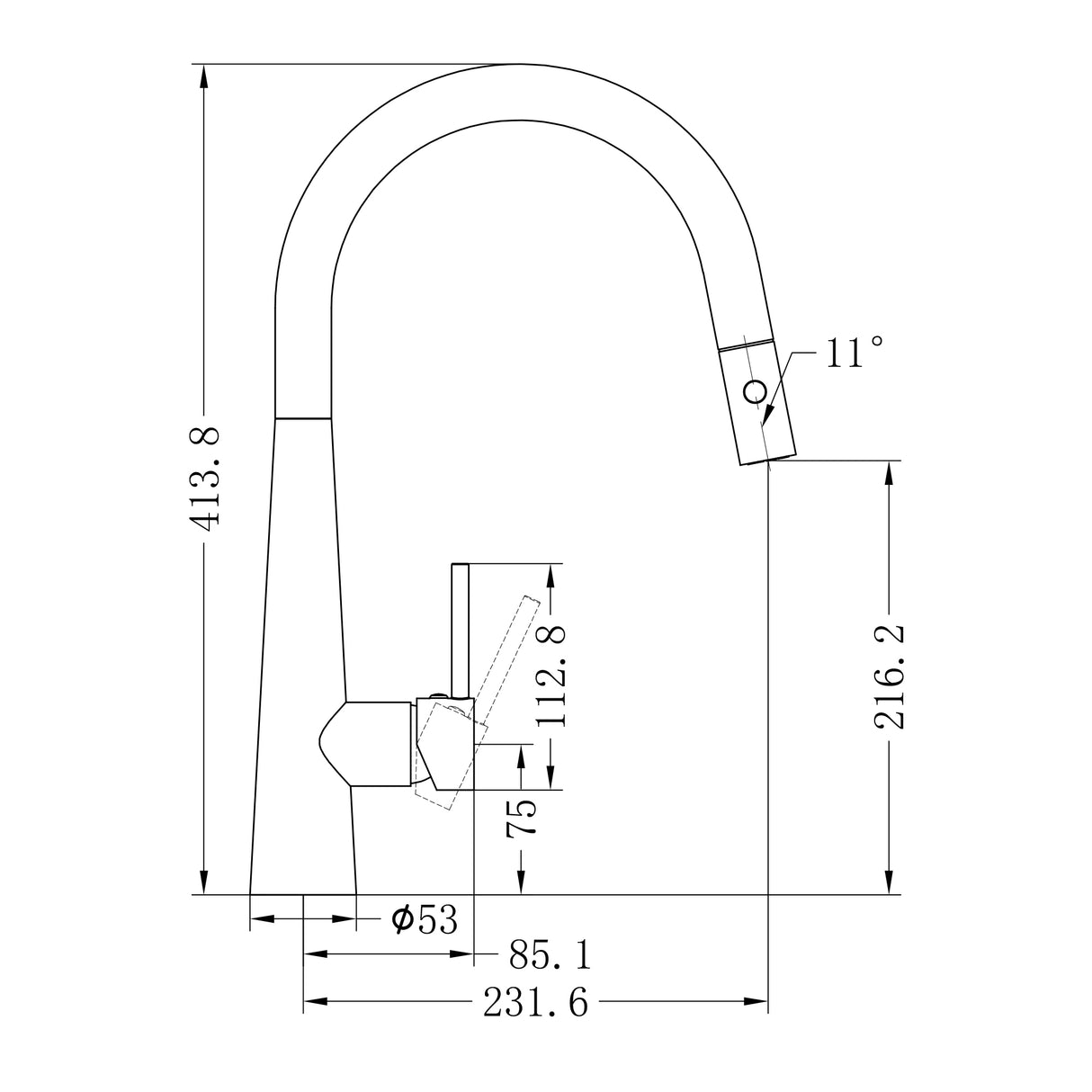 Dolce Pull Out Sink Mixer With Vegie Spray Function Chrome