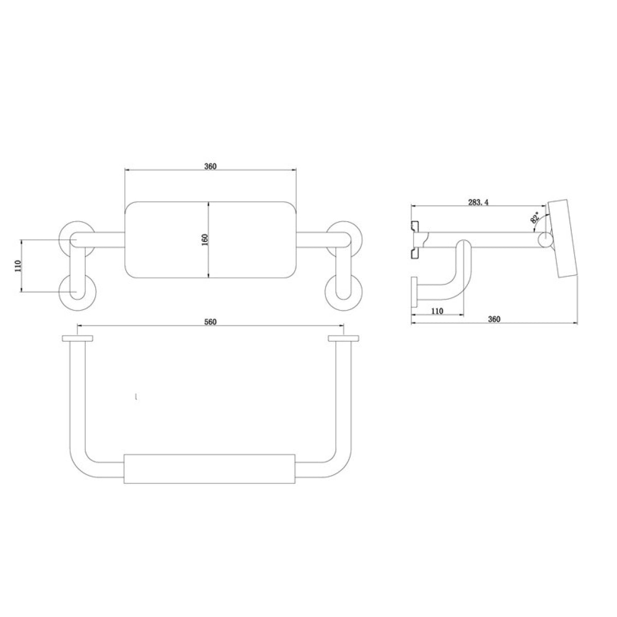 CLASSIC CARE SS304 BACK REST MATTE BLACK