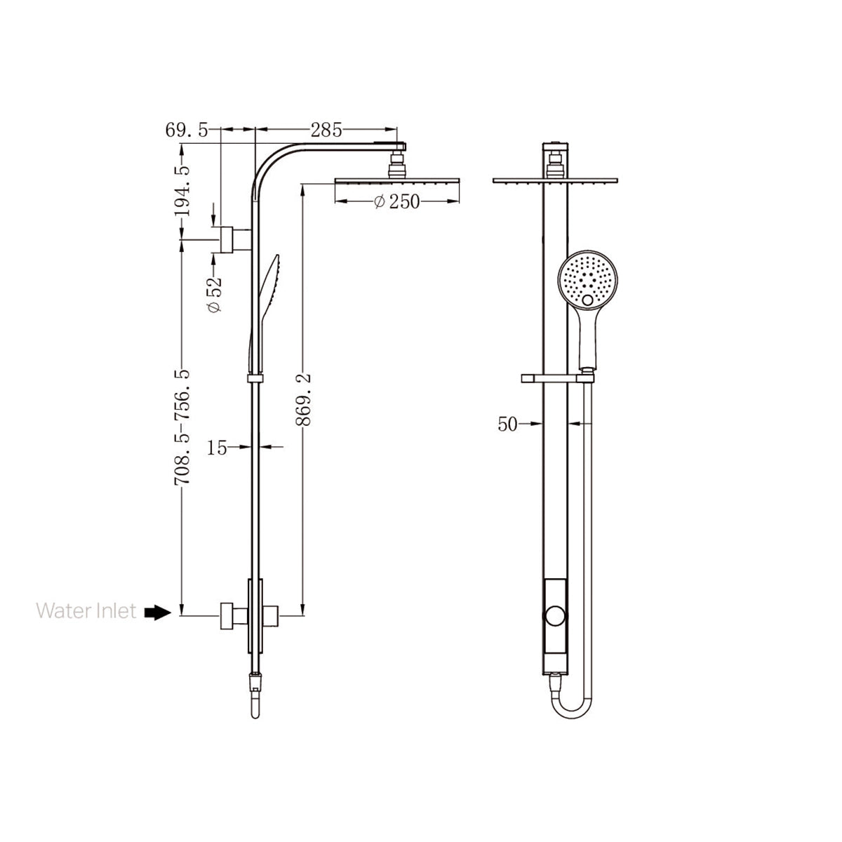 Astra Rain Round Twin Shower Single Hose Matte Black