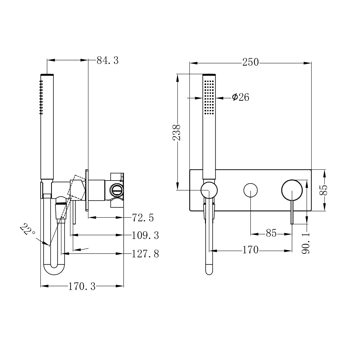 Mecca Shower Mixer With Divertor System Chrome