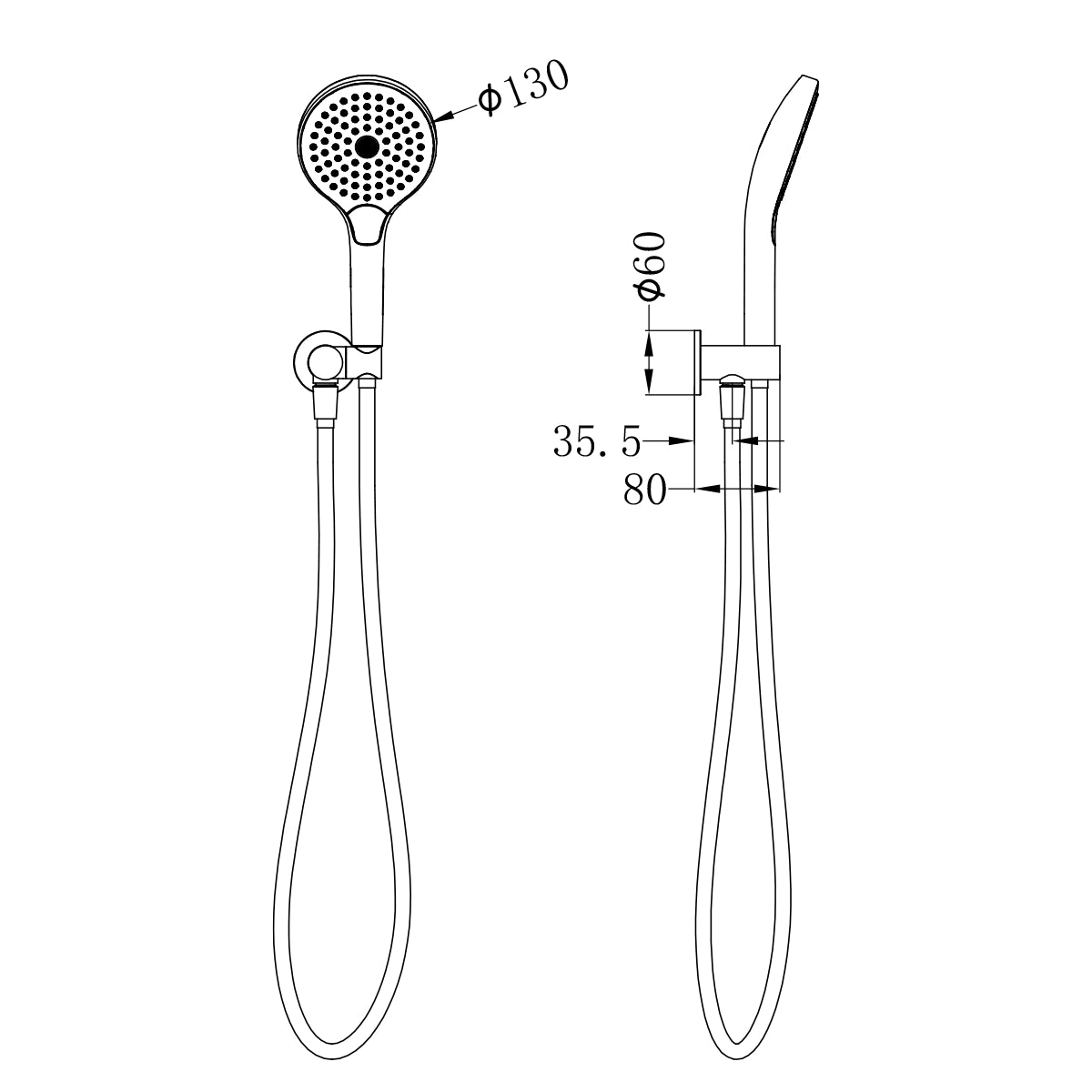 MECCA SHOWER ON BRACKET WITH AIR SHOWER II CHROME