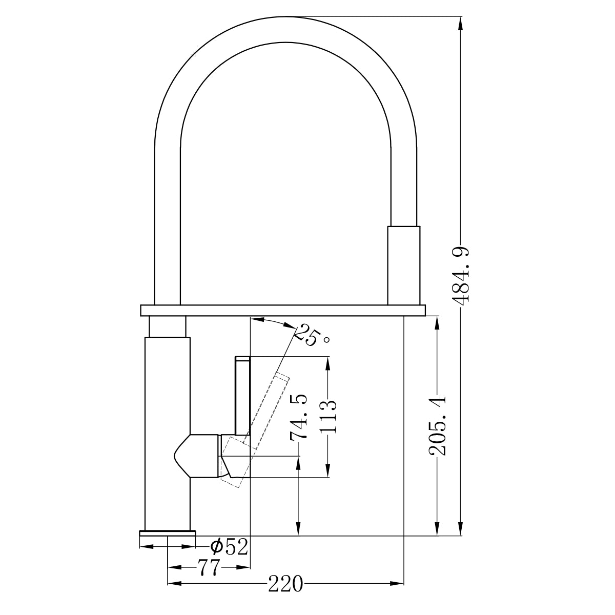 Rit Pull Out Sink Mixer Chrome NR221707CH