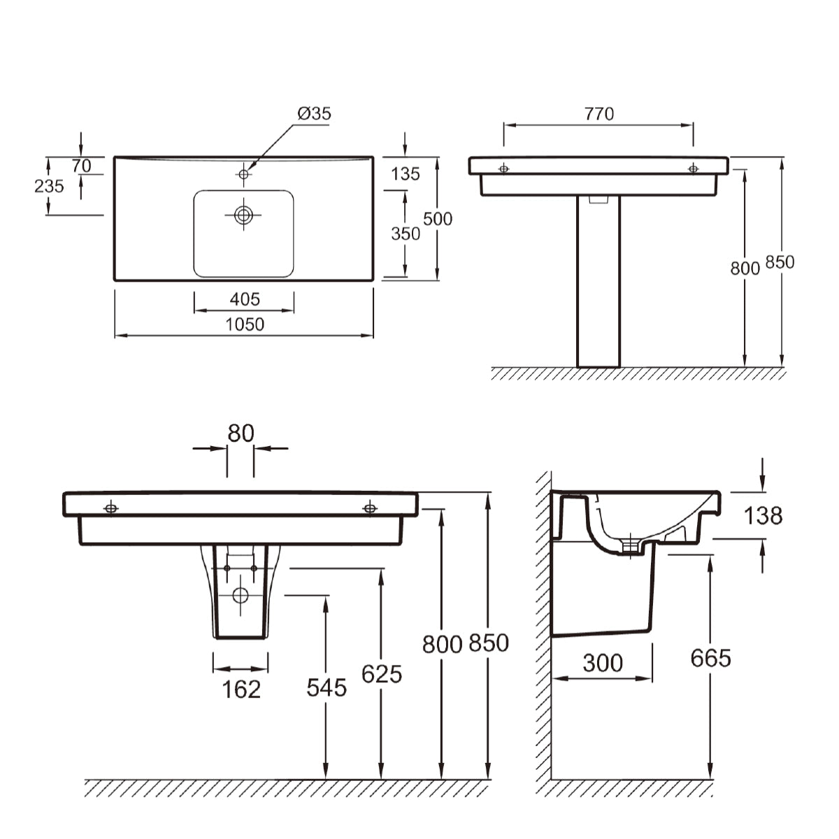 Kohler REACH 1-hole Wall Hung Basin 105 cm