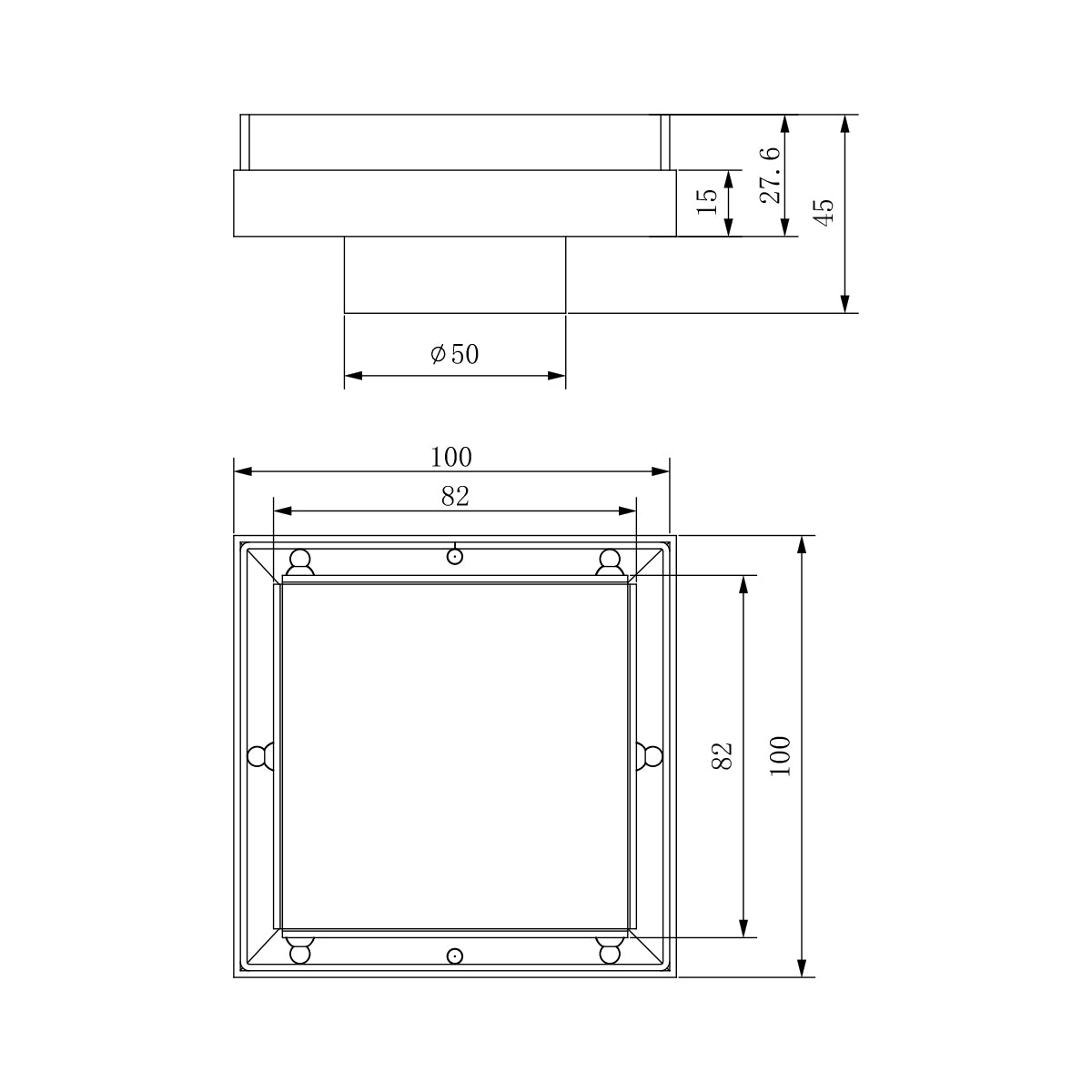 Tile Insert Floor Waste 50mm Outlet Matte Black