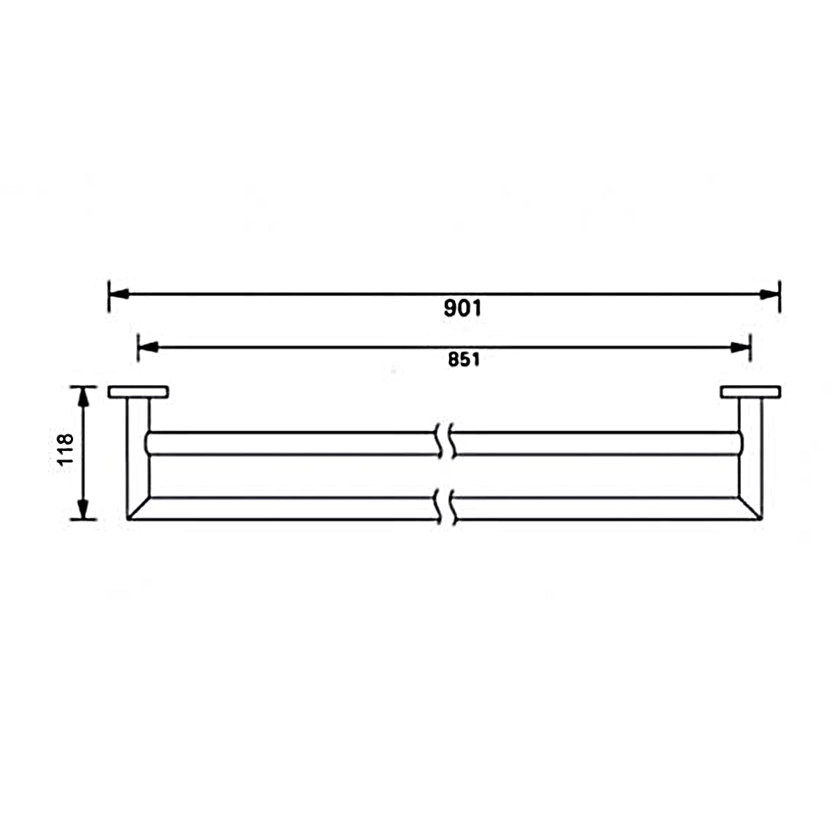 Nero Dolce Double Towel Rail 900mm Chrome