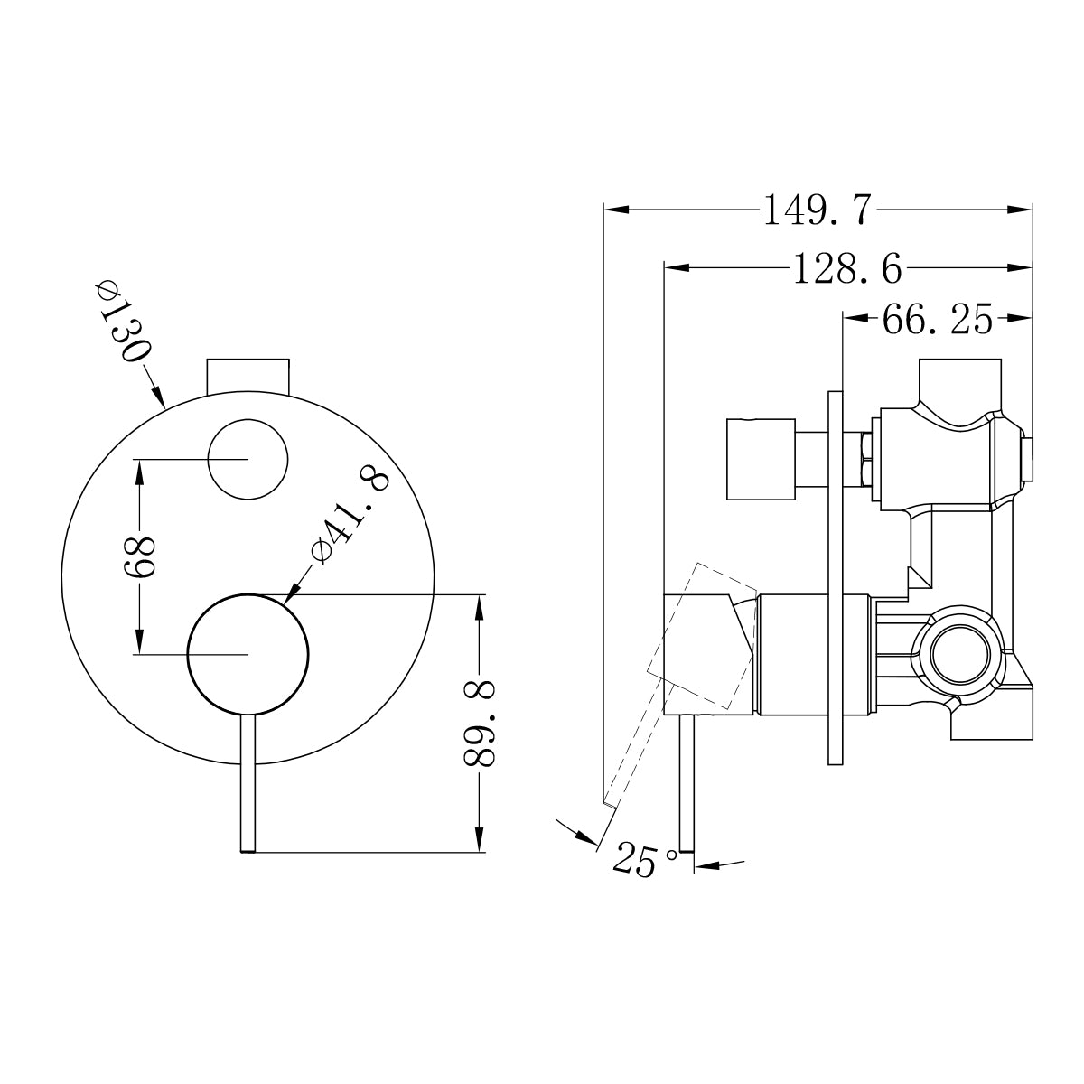 Mecca Shower Mixer With Divertor Matte Black