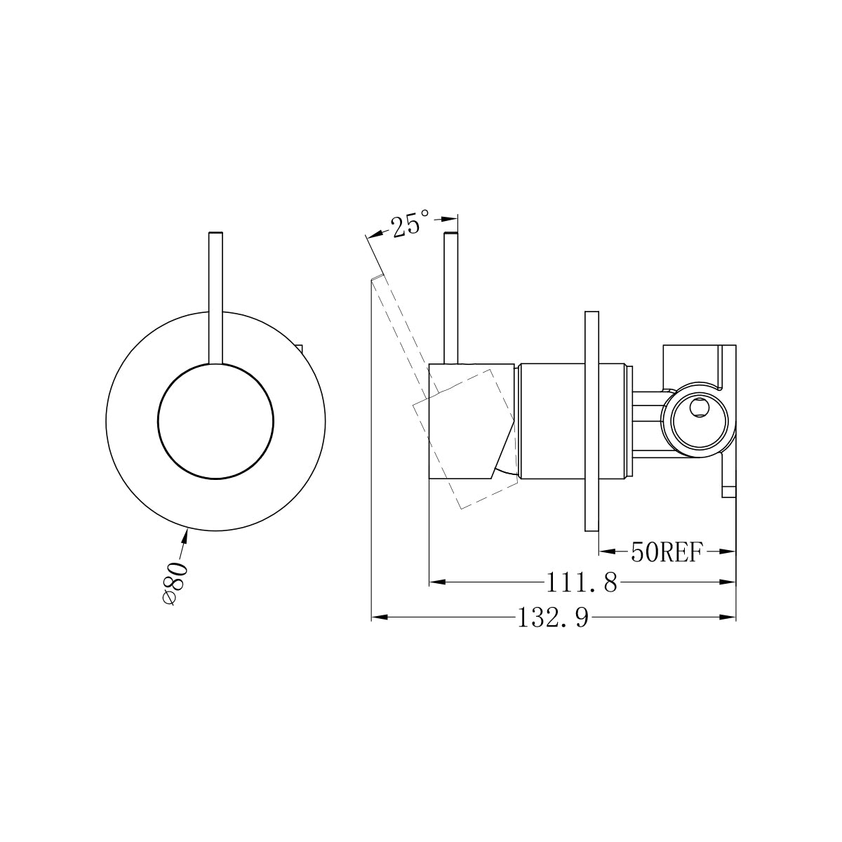 Mecca Shower Mixer Handle Up Chrome