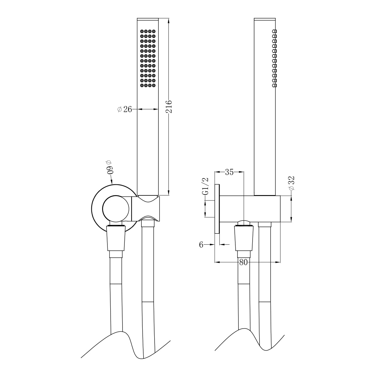 Zen Ss316l Shower On Bracket With Outdoor Shower Hose Brushed Gold