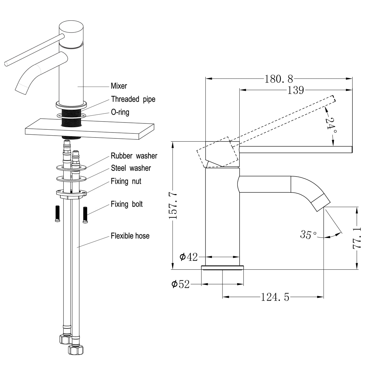 Mecca Care Basin Mixer Gun Metal