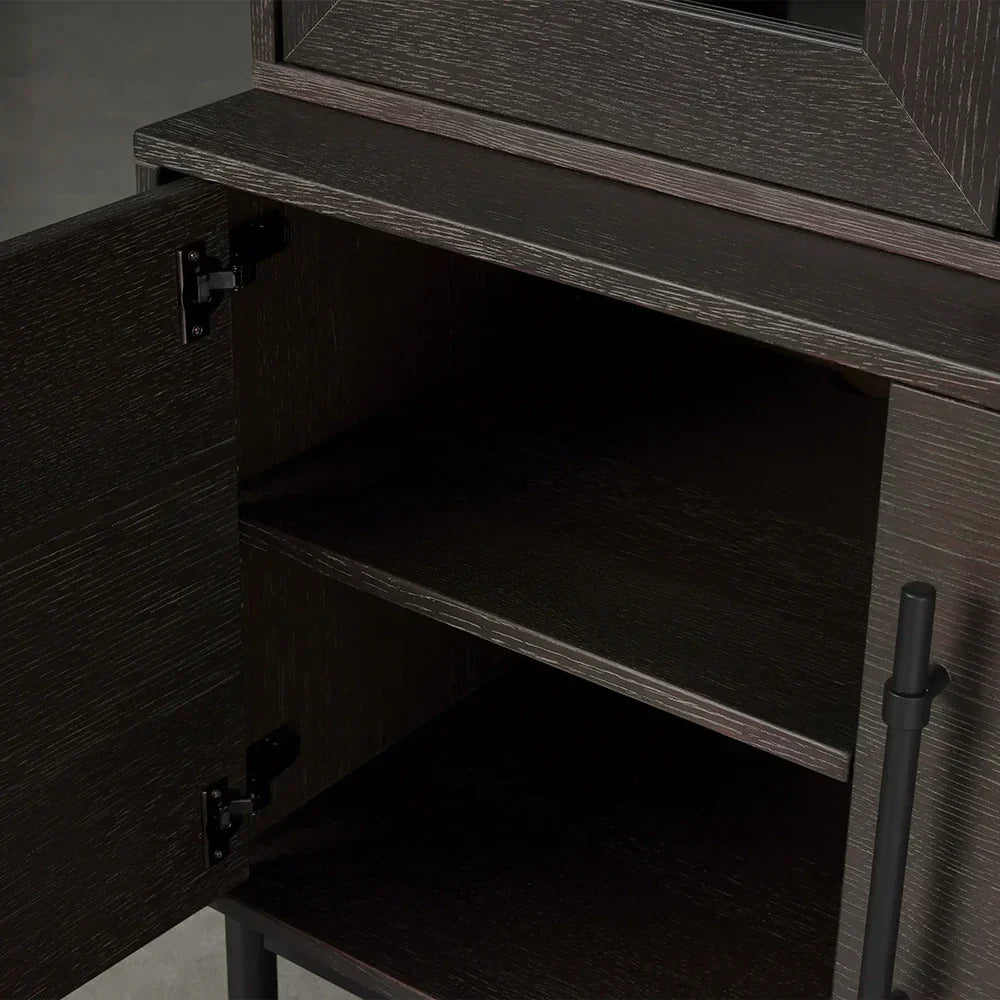 Sullivan Oak Wood Rustic Display Cabinet