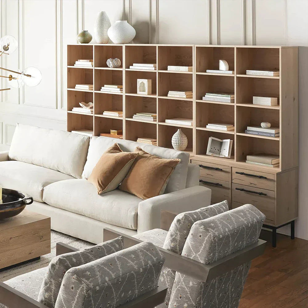 Sullivan Large Modular Bookcase Wood Living Room Tall Cabinet with File Drawers