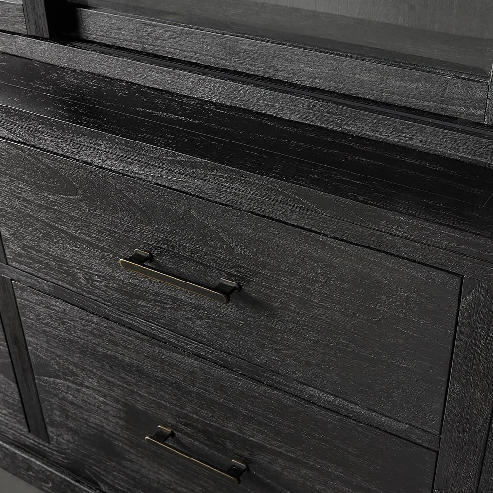 Tremont Large Modular Tall Cabinets Solid Wood Bookcases with Sliding Glass Doors