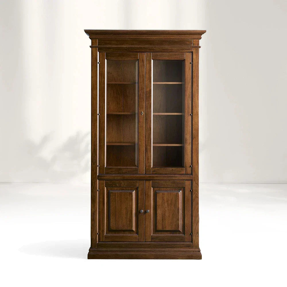 Tuscany Italian Crafted Wood Display Storage Cabinet With Glass Door