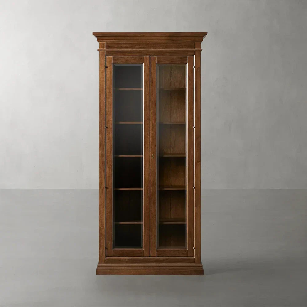 Tuscany Italian Wood Glass Door Display Cabinets With Adjustable Shelves