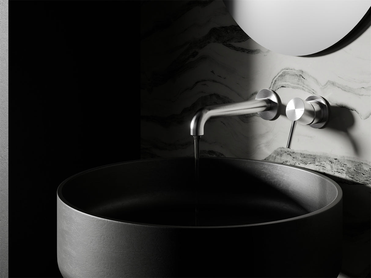 Mecca Wall Basin Mixer Separate Back Plate 185mm Spout Chrome