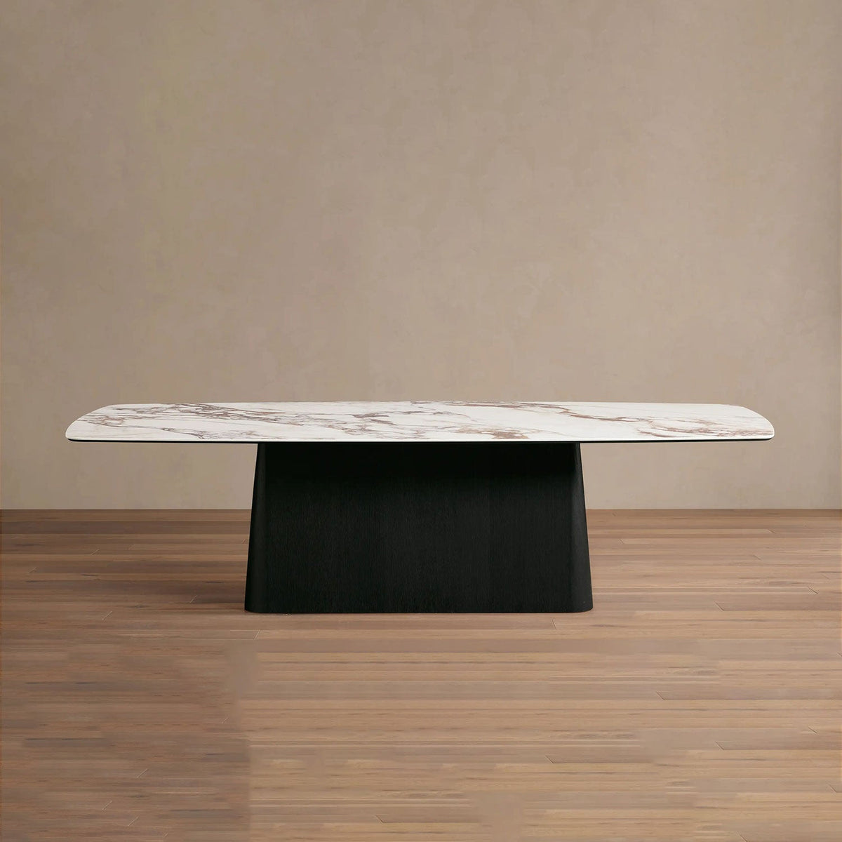 Vincenza Marble Top Dining Table with Wood Toulouse Base