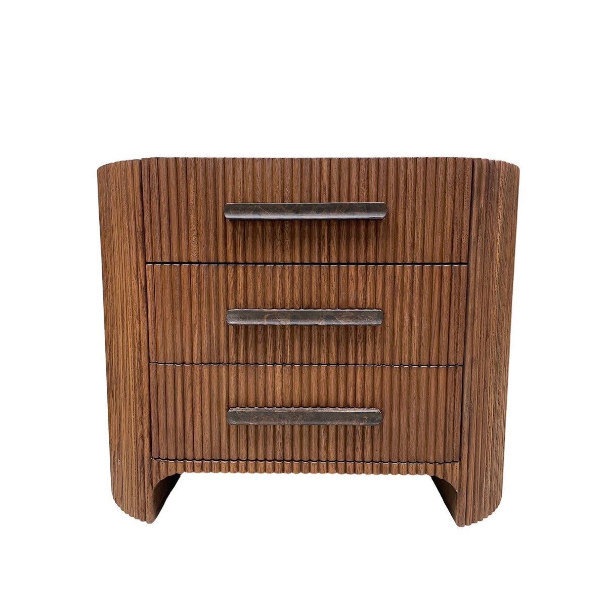 Astor Closed Wood Nightside table Nightstand Marble Top bedside Cabinet 3-Drawer Chest