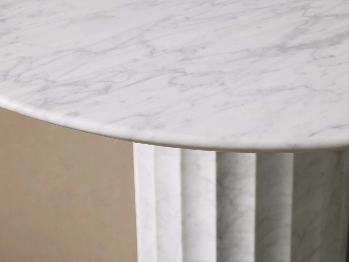 Danae Round Marble Stone Dining Table With Roman Column Base