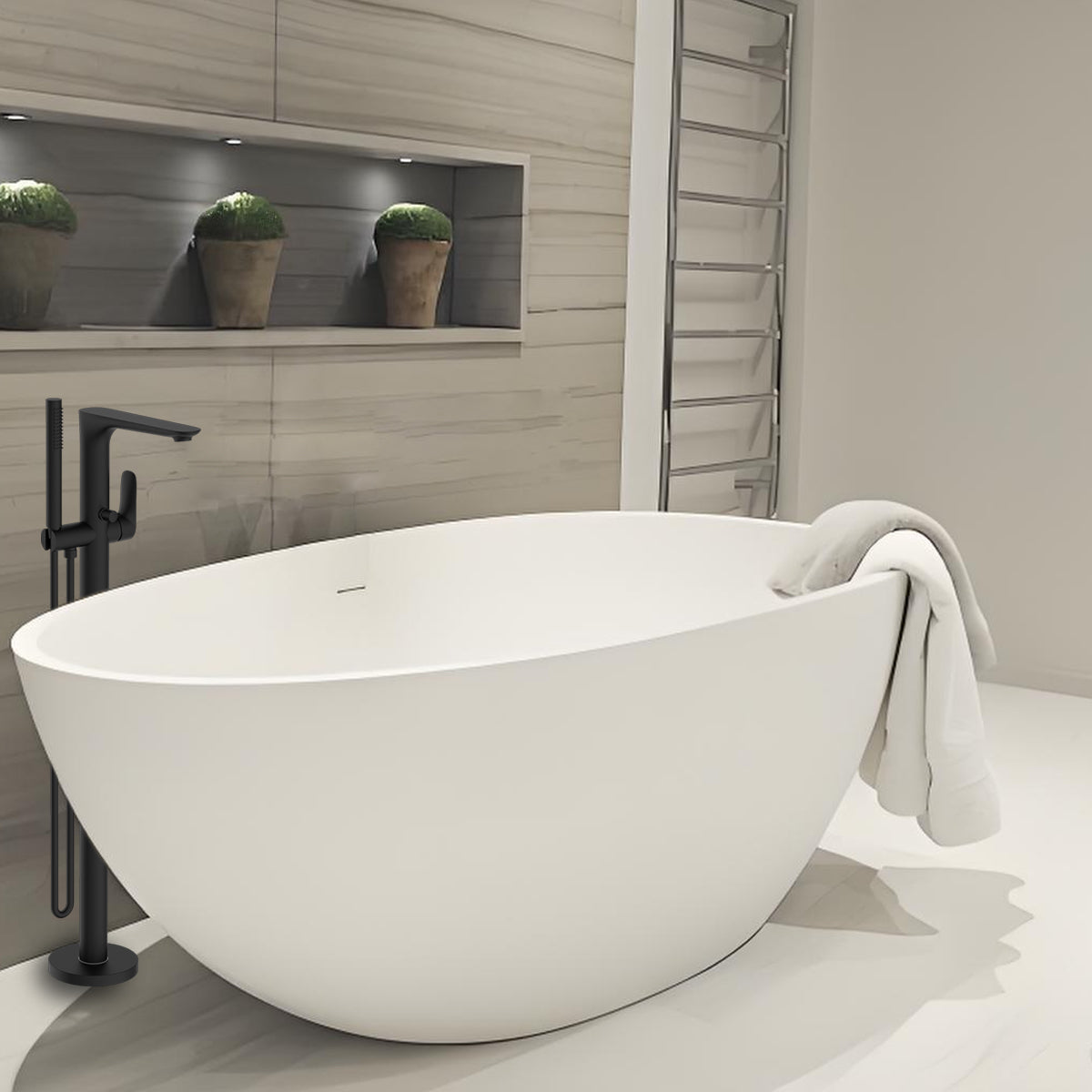 Bianca Freestanding Bath Mixer With Hand Shower Matte Black