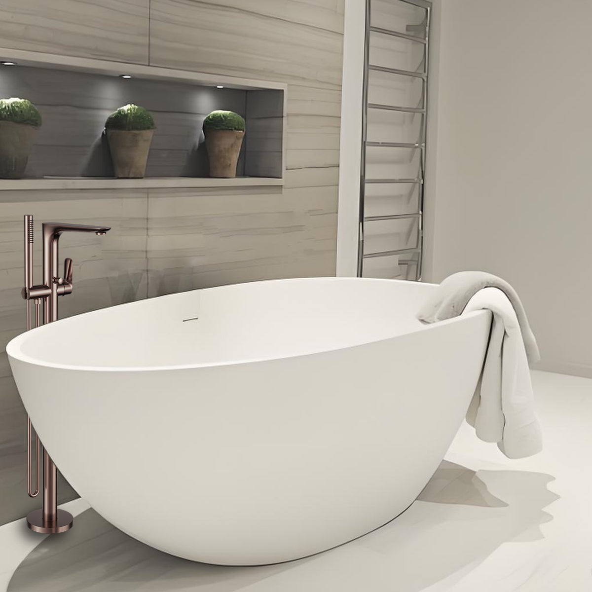 Bianca Freestanding Bath Mixer With Hand Shower Brushed Bronze