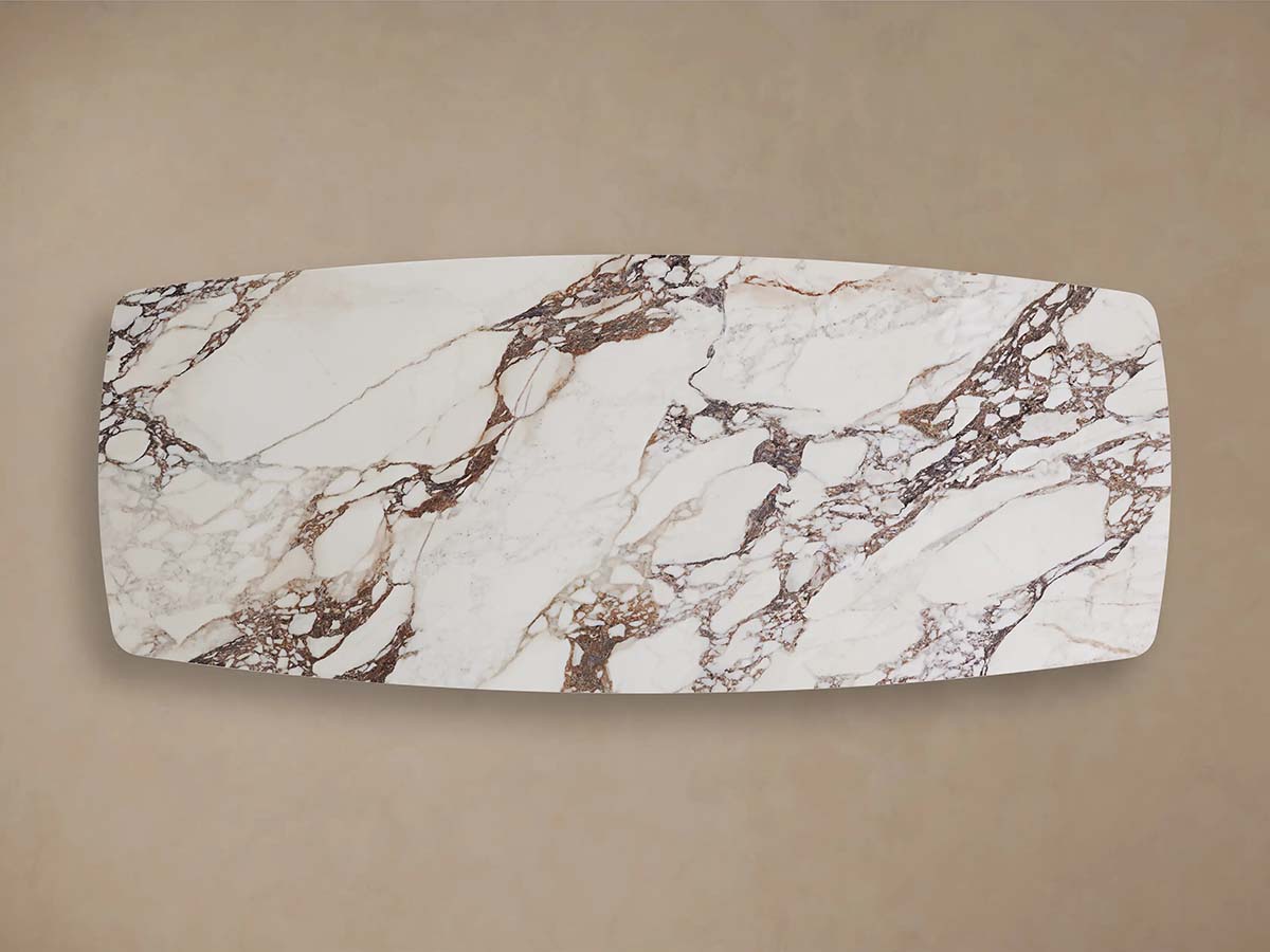Vincenza Marble Top Dining Table with Wood Toulouse Base