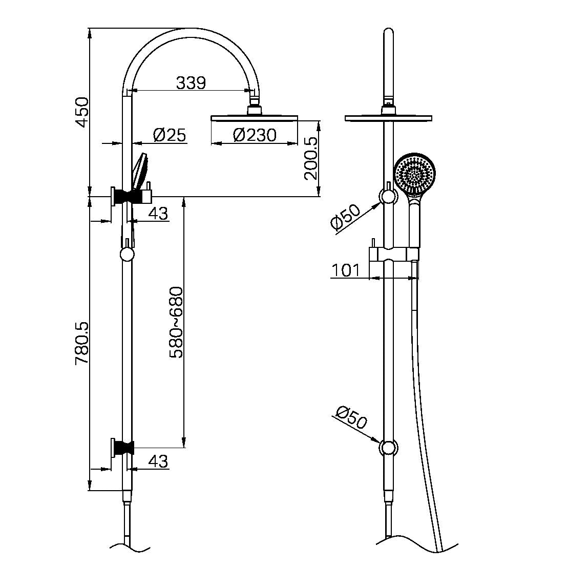 Opal Twin Shower With Air Shower Brushed Nickel