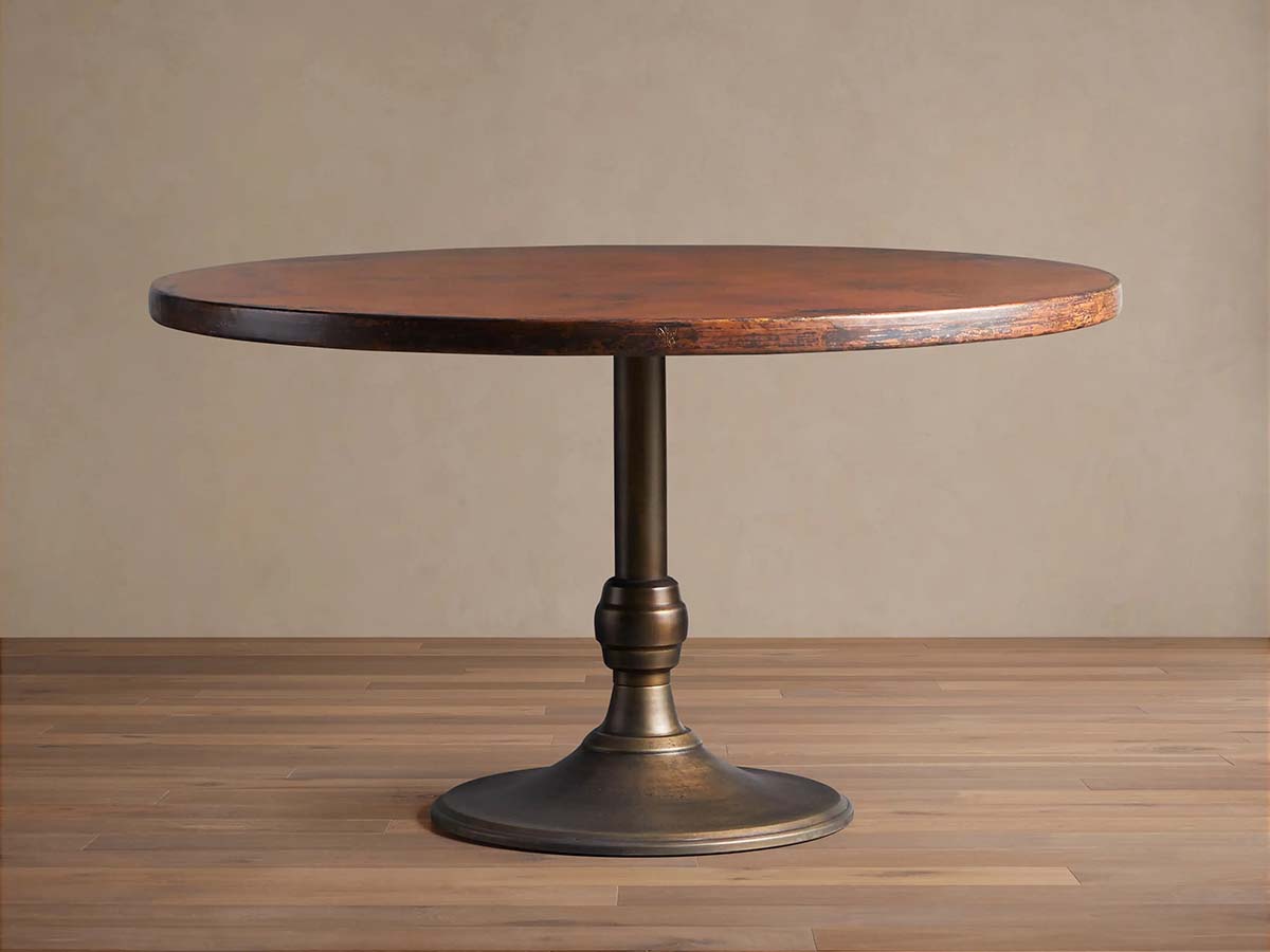 Recycled French Metal Bistro Table Black and Gold Small Dining Table with Cast Iron Wade Base