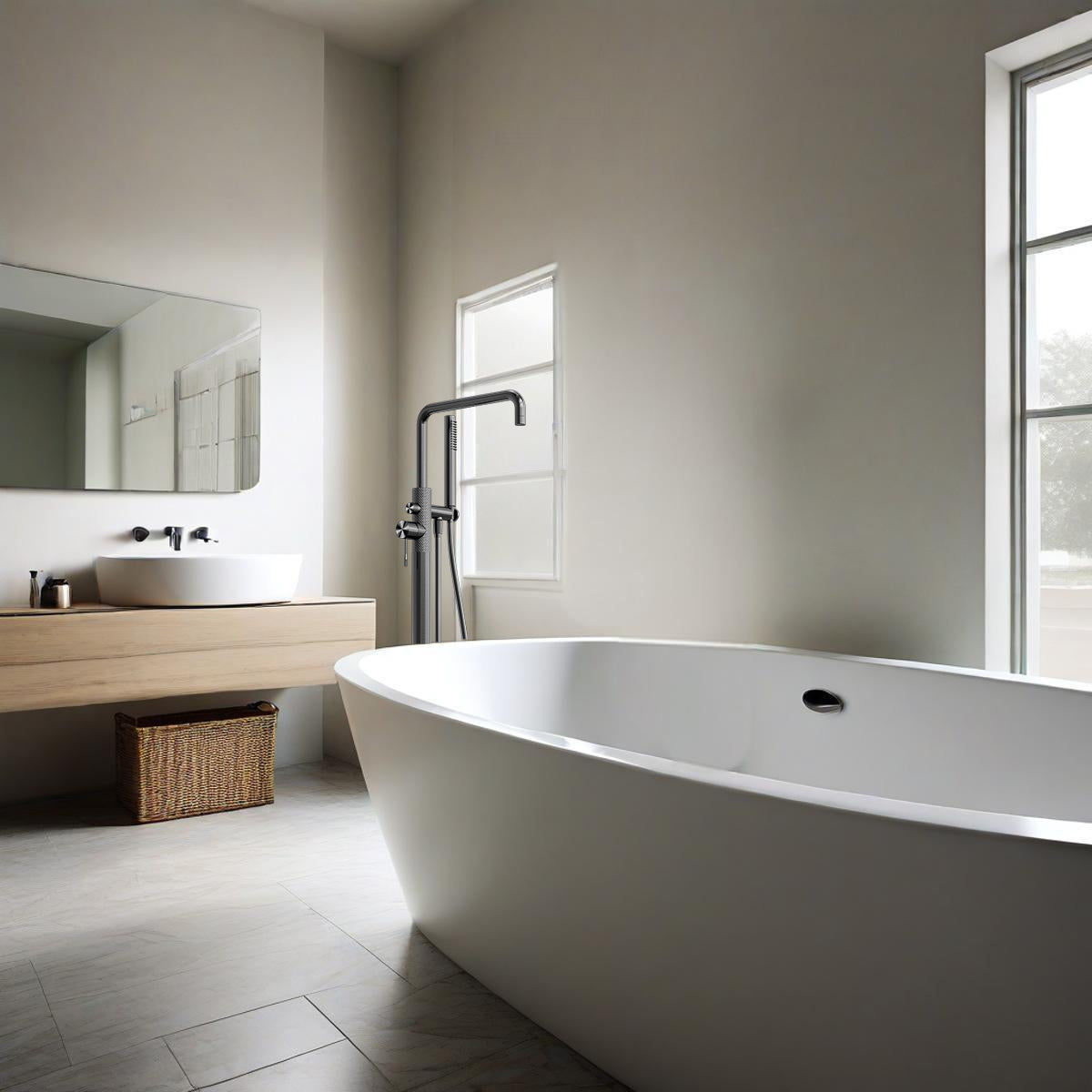 Opal Freestanding Bath Mixer With Hand Shower Graphite