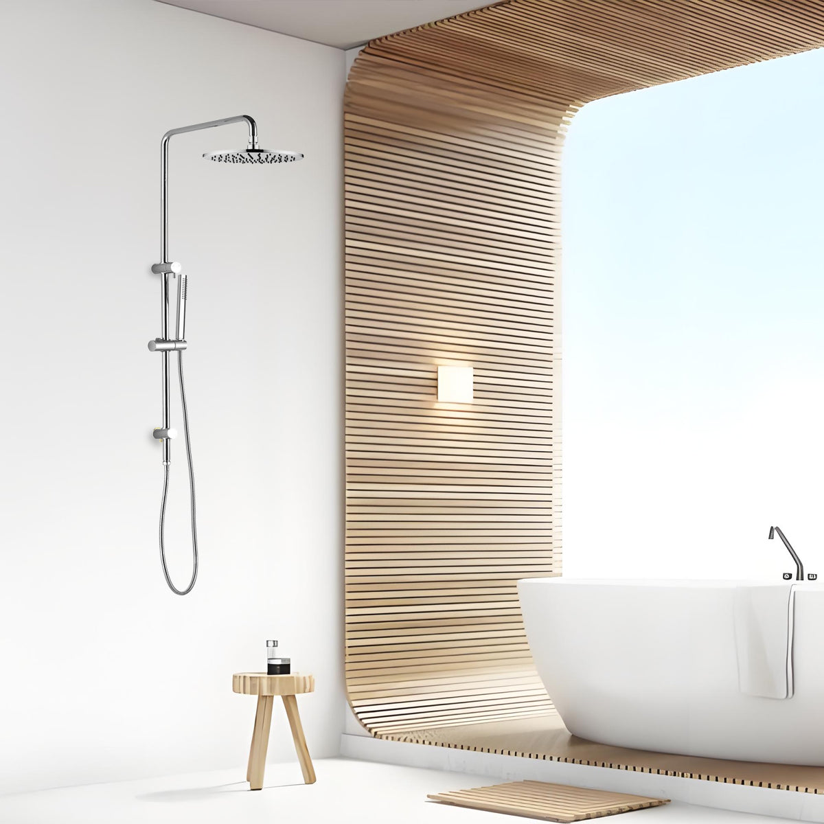 Dolce Round Twin Shower With Slim Hand Shower Chrome