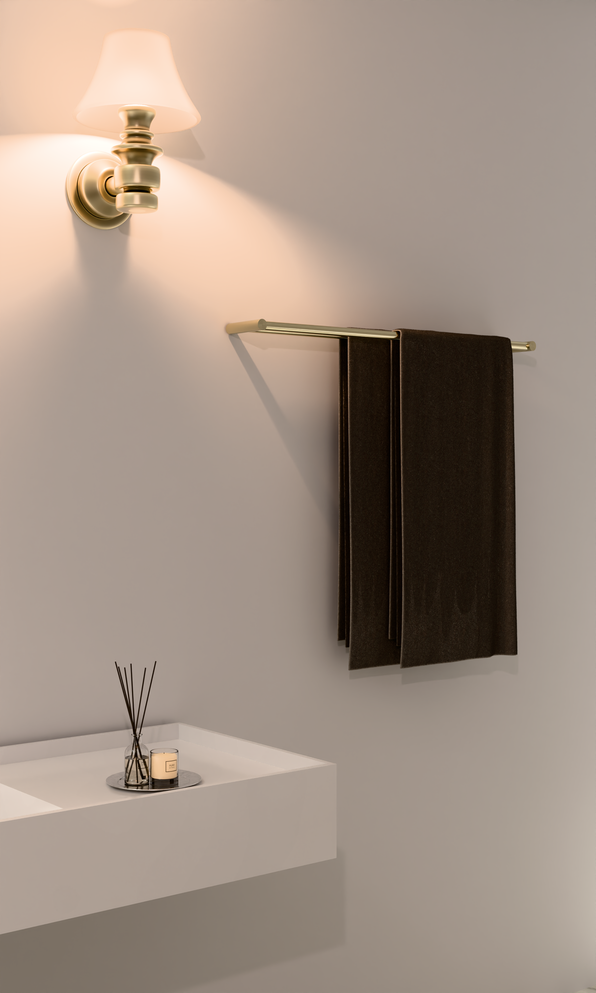 New Mecca Double Towel Rail 800mm Brushed Gold