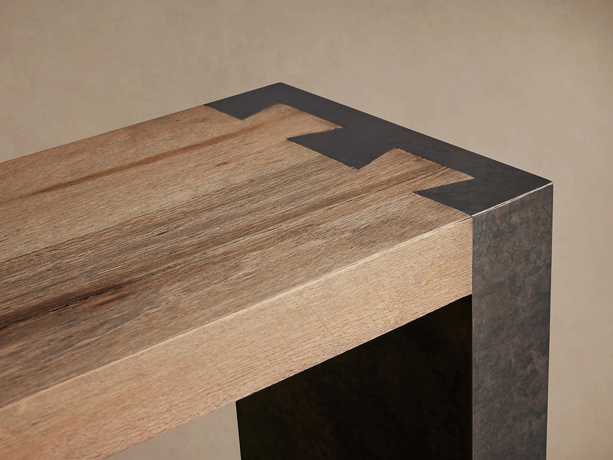 Telluride Entryway Console Table Reclaimed Oak Hallway Entrance Table With Steel Base