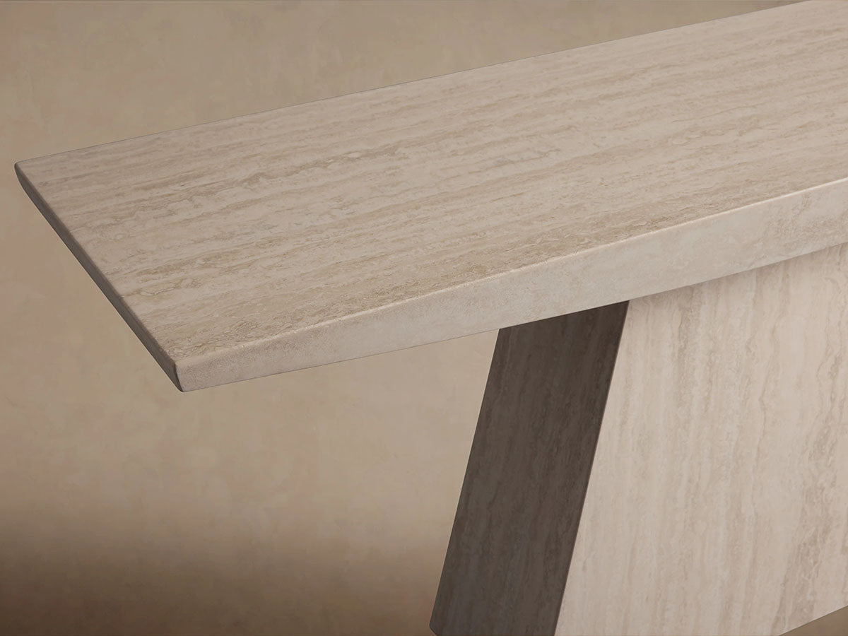 Ilaria Stone Entrance Console Table in Light Travertine Hallway Entryway Table
