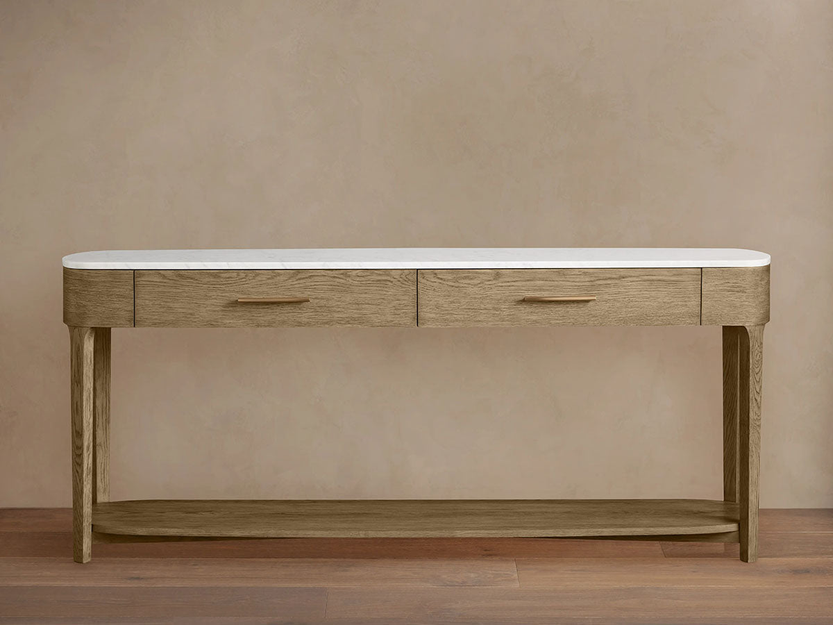 Danny Marble Top Entryway Console Table Wtih Storage Drawers Oak Wood Hallway Entrance Table