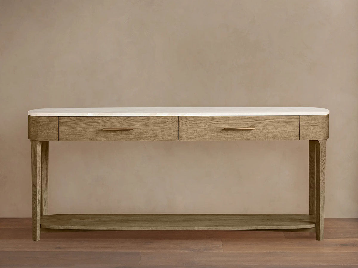 Danny Marble Top Entryway Console Table Wtih Storage Drawers Oak Wood Hallway Entrance Table
